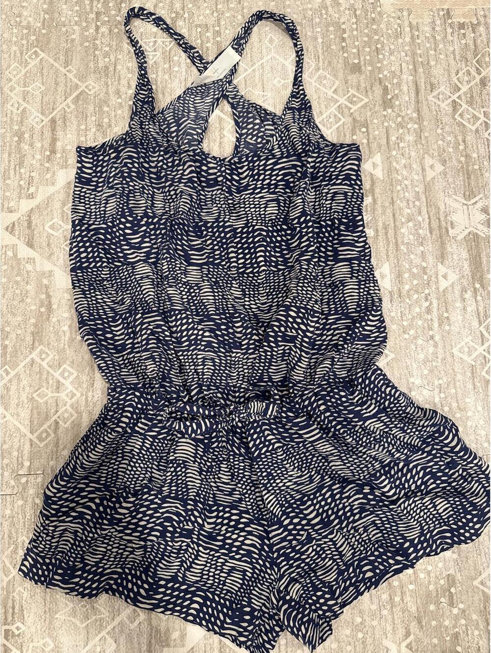 Thakoon Addition Blue and White Patterned Romper
